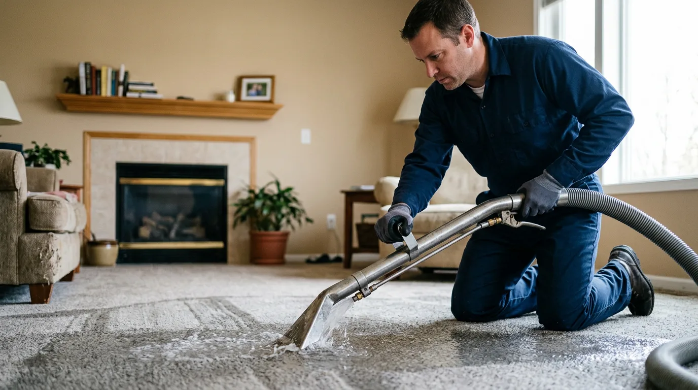 Water damage restoration technician working near Eldred, IL